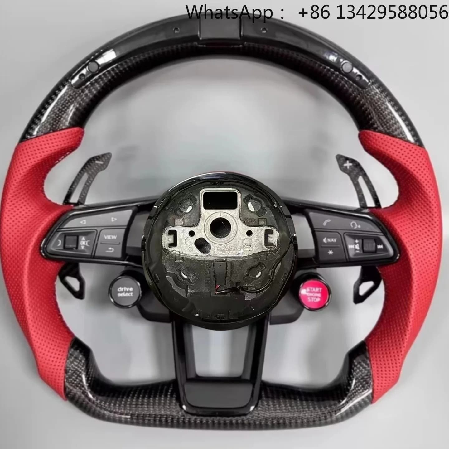 Sports Style LED Carbon Fiber Red Leather Steering Wheel for Audi A3 A4 A5 A6 A7 S3 S4 S5 S6 S7 Q3 Q5 Q7 RS3 RS4 RS5 RS7 R8 TT