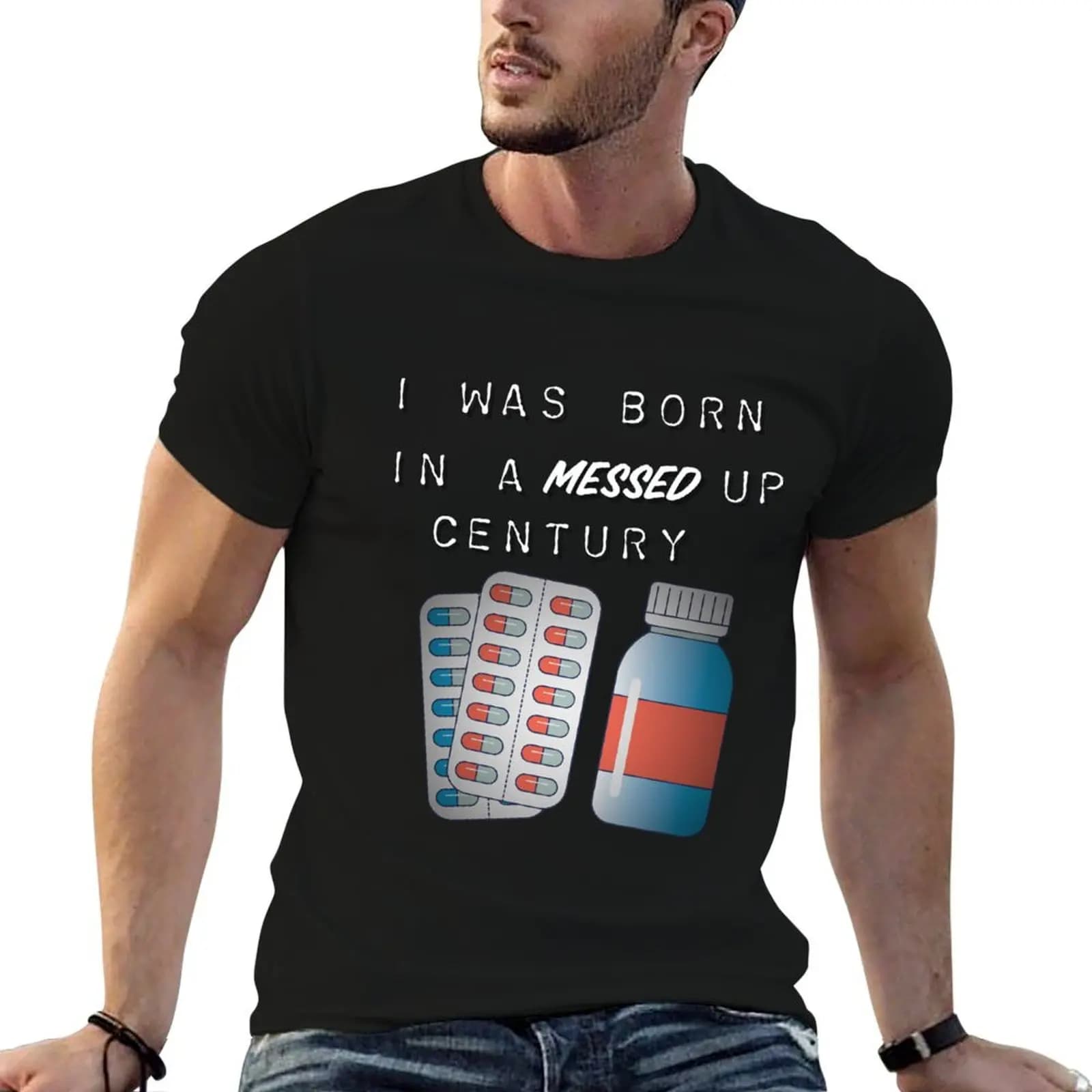 Born in messed up century pandemic yungblud inspired funny T-Shirt Graphic Print Short Sleeve T-Shirt