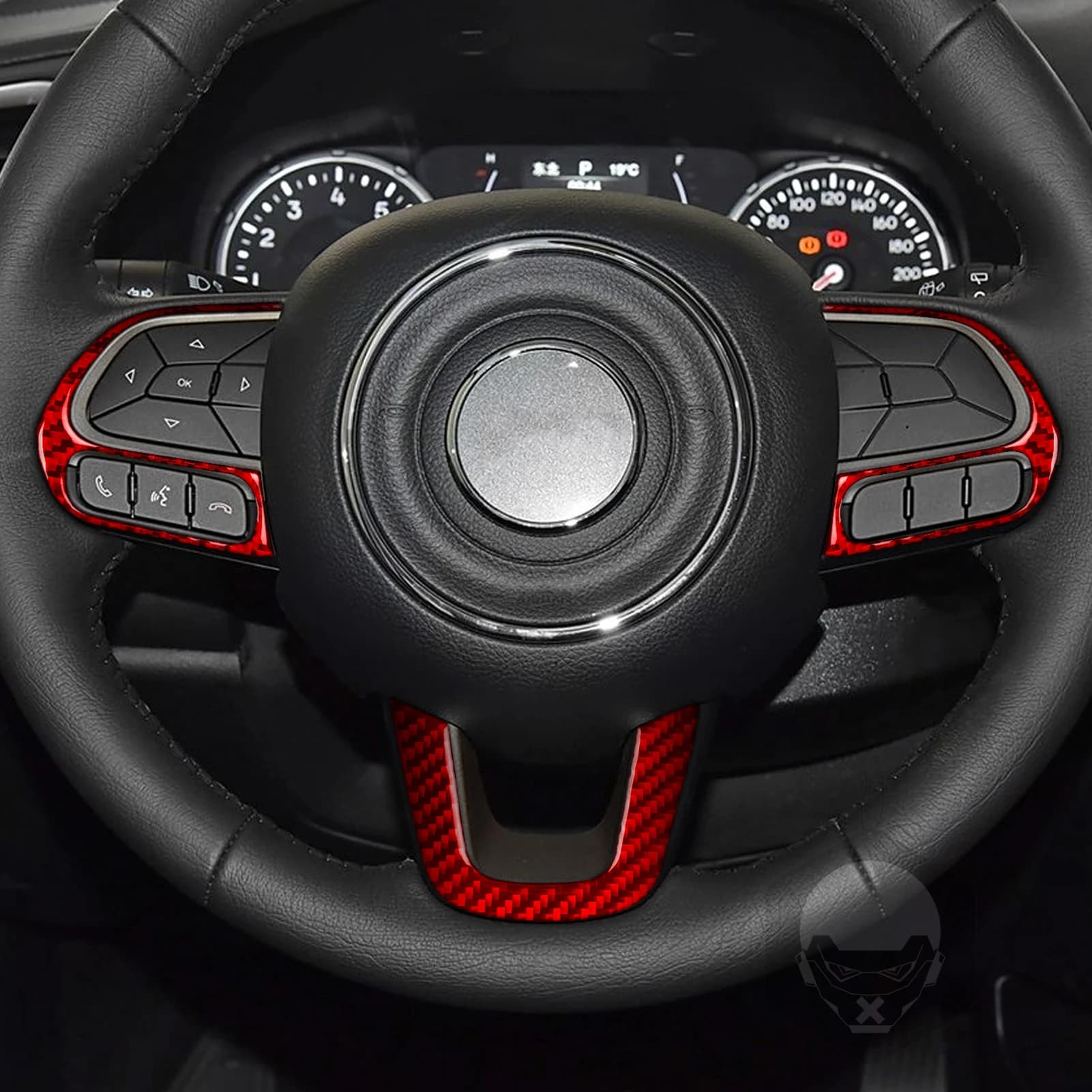 FOR JEEP RENEGADE 2014-2023 Soft Carbon Fiber Car Steering Wheel Multi-function Buttons Chin Panel Interior Accessory Stickers