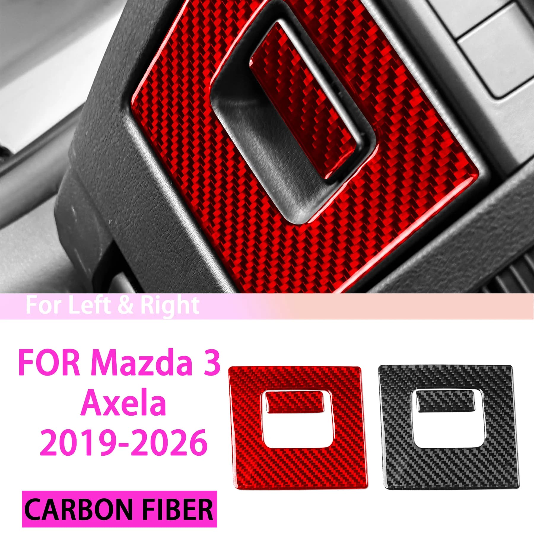 Car Driver's Storage Box Handle Switch Panel Cover Decor Interior Accessories FOR Mazda 3 Axela 2019-2026 Carbon Fiber Stickers