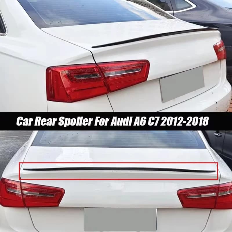 For Audi A6 S6 C7 C8 S-Line 2012-2018 Gloss Black Car Rear Trunk Boot Spoiler Wing Lip Body Kits Soft Plastic Accessories