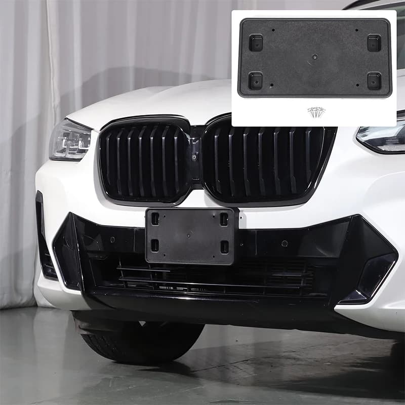1 piece set ABS black For BMW X3 G01 2022-2024 car front bumper license plate bracket car exterior modification accessories