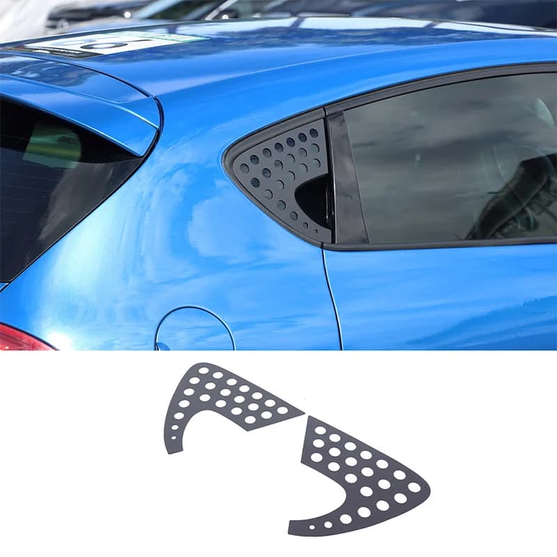 For Seat Leon 2008-2012 Aluminum alloy Black Car rear triangle window honeycomb decorative panel sticker protection accessories