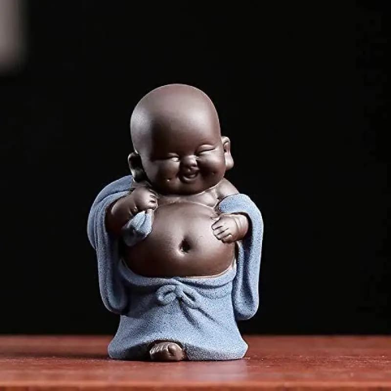3.7" Ceramic Tiny Cute Buddha Statue Monk Figurine Creative Baby Crafts Dolls