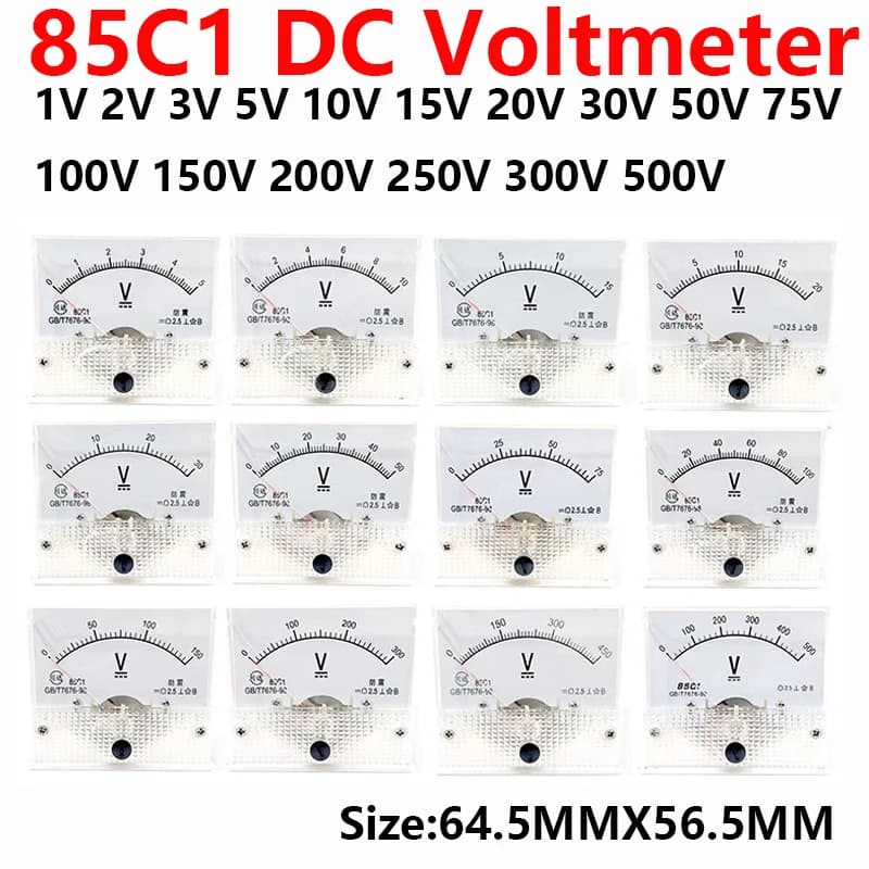 One stop shopping 85C1 85C1-V  DC Analog Panel Voltmeter Ammeter Amp Volt Meter Gauge 1-500V/ V