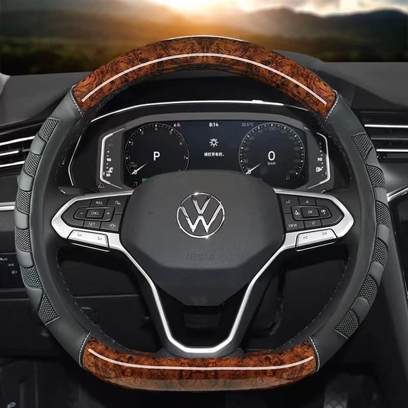 D Shape Car Steering Wheel Cover For VW Sharan Passat Caddy Touran Tiguan 2015-2021 2022 Teramont Atlas T-Roc T-cross 2017-2021