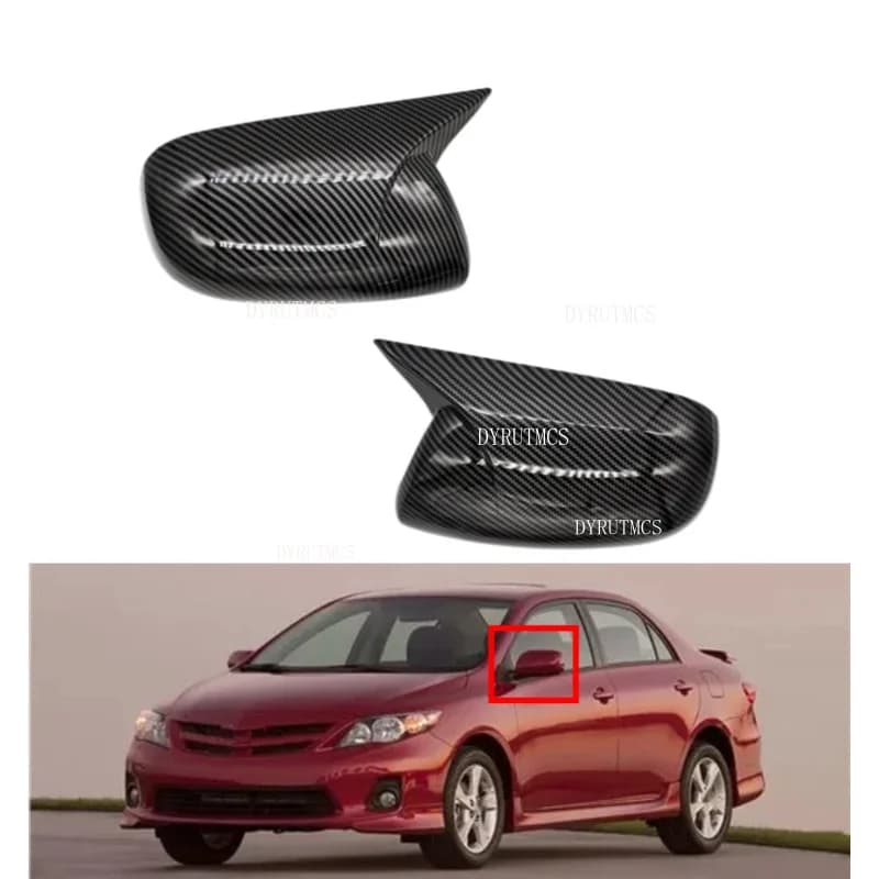 Car Rearview Side Mirror Cover Fit For Toyota Corolla 2007-2013 Wing Cap Outer Door Back View Case Trim Carbon Fiber Sticker