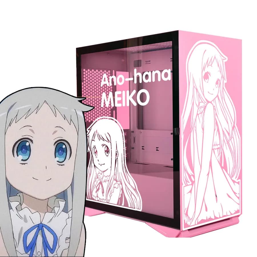 Ano-hana Anime Stickers for PC Case,Personality Cartoon Decor Decals for Atx Computer Chassis,Hollow Out Vinyl Sticker
