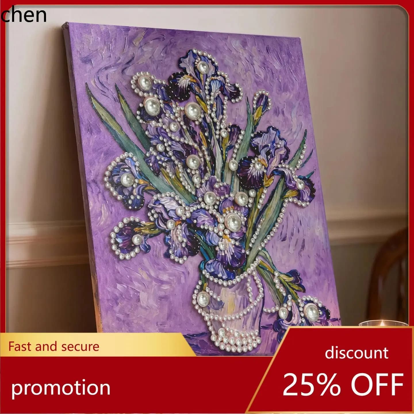 H1 new arrivalflorals pearl painting diy sunflower iris god of wealth handmade self-adhesive creative gift wholesale decorative