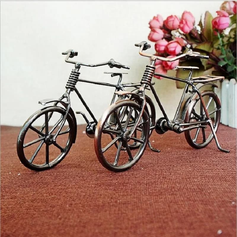 New Retro Bike Model Metal Ornaments Craft Bicycle Figurine For Friend Best Gifts Bicycle Model Home Decoration