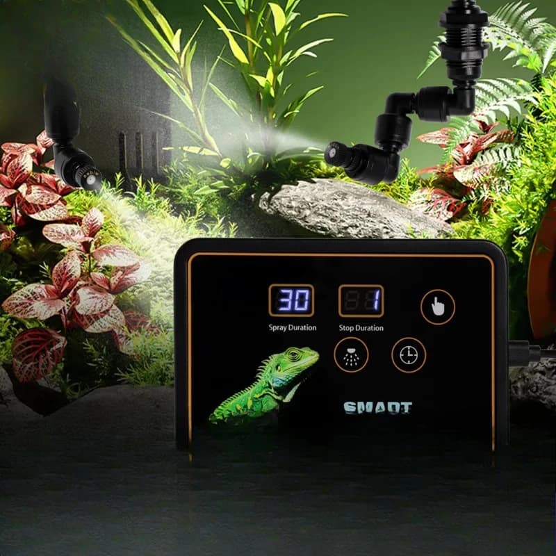 Intelligent Automatic Reptile Fogger Touch Screen Sprinkler Control Electronic Humidifier Timer Mist Rainforest Spray System Set