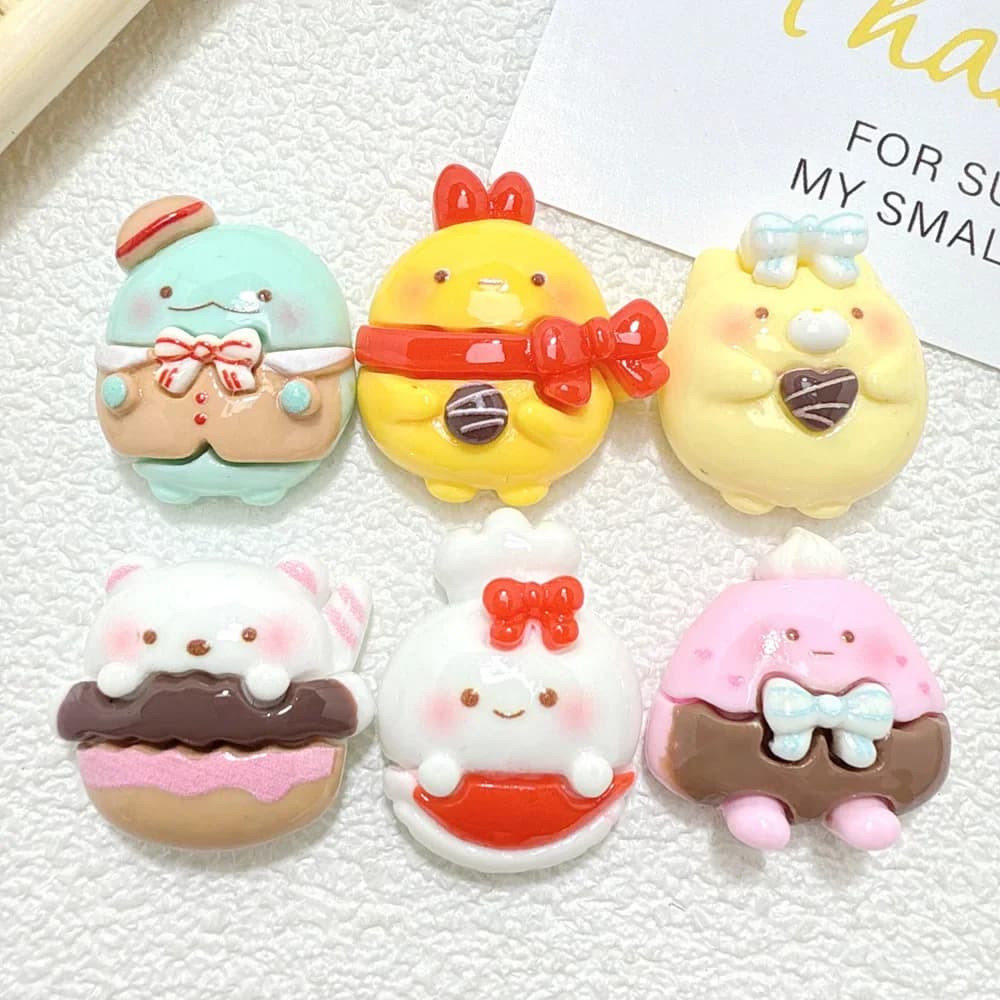 Resin Cartoon Animals Dessert Miniature Flatback Charms, DIY Fridge Magnet Decoration, Cabochons for Scrapbooking Craft Supplies