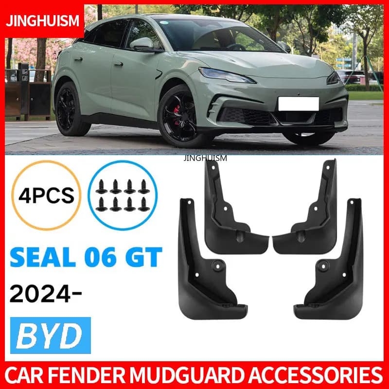 Mud Flaps Auto Accessories ABS Black Mudguards Exterior Car Splash Guards for BYD Seal 06 GT 2024 Tire Mud and Dirt Protection