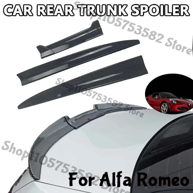 3Pcs DIY Cuttable Rear Trunk Spoiler Roof Wing Matte Black Universal Car Spoiler For Alfa Romeo Sedan Hatchback Modification