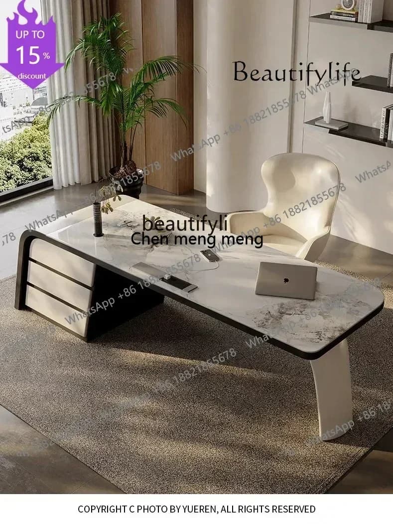 Light Luxury Minimalist Stone Plate Desk Modern Simple Computer Desk Home  DeskzG185