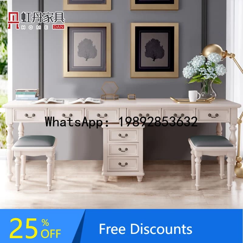 XL Solid Wood Double Desk Children's Study Desk Long Table Simple Home Bedroom Double Seat Desk