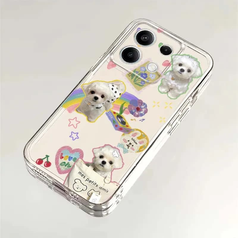 Cute Dog Cat Cartoon Fun Phone Case For Xiaomi Redmi 10 11 K30 K40 K50 K60 K70 Pro Prime Plus Ultra Zoom 5G TPU Transparent