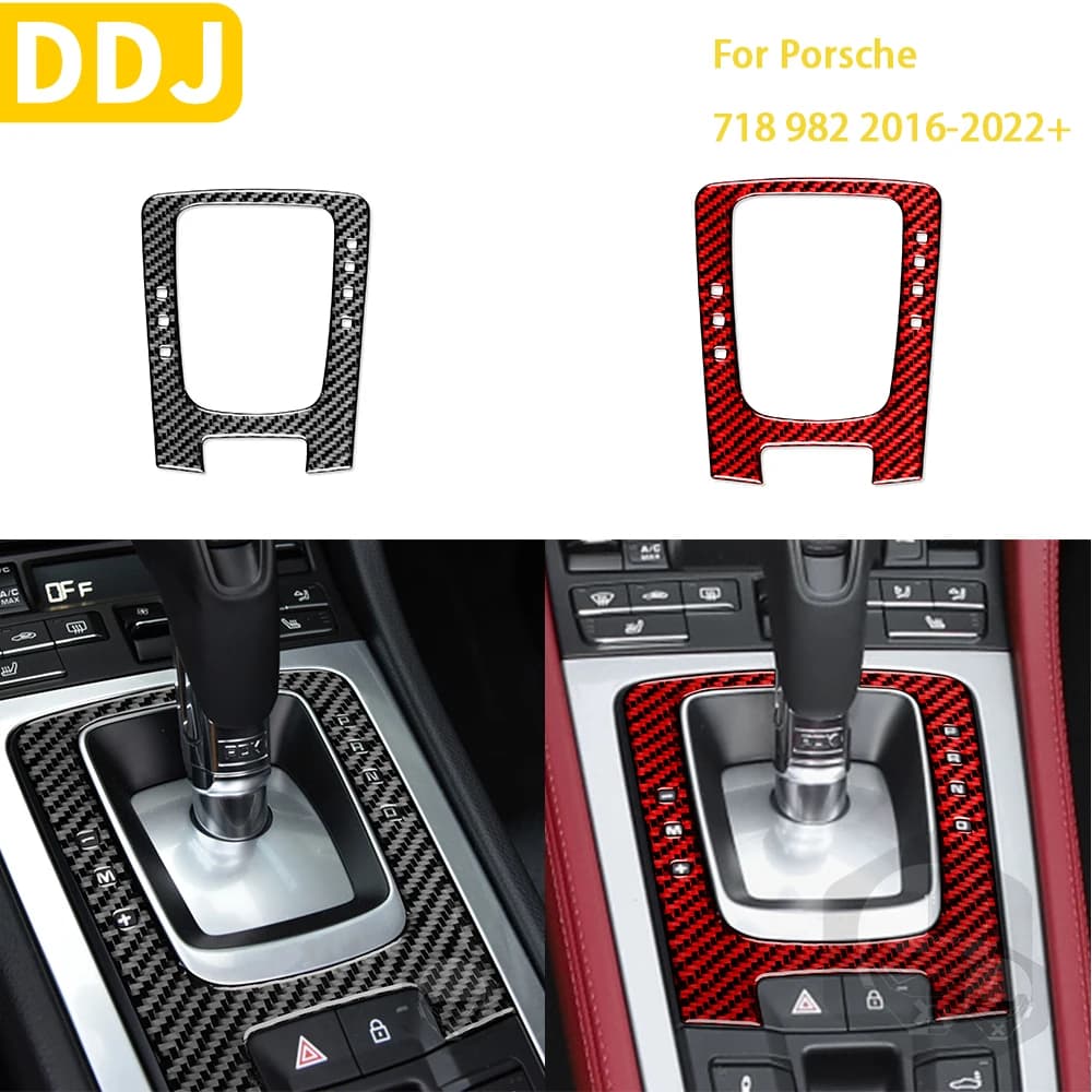 For Porsche Boxster Cayman 718 982 2016-2022 Car Gear Panel Sticker Carbon Fiber Interior Car Accessories