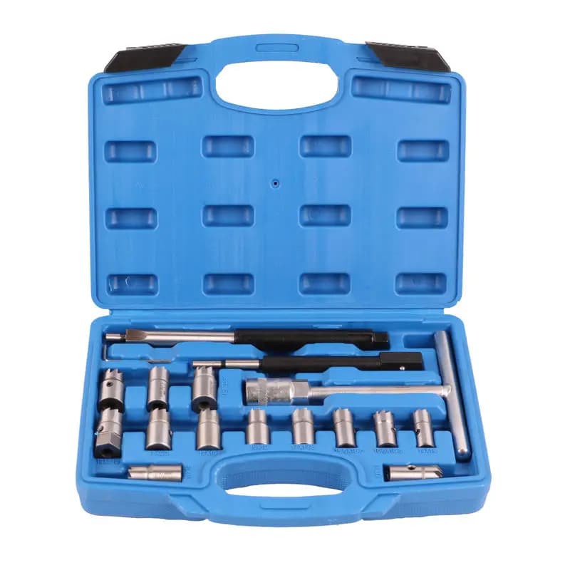 17Pcs Injector Seat Cutter Set Cleaning Kit Nozzle Reamer Nozzle Holder Cleaner Carbon Cleaning Reamer