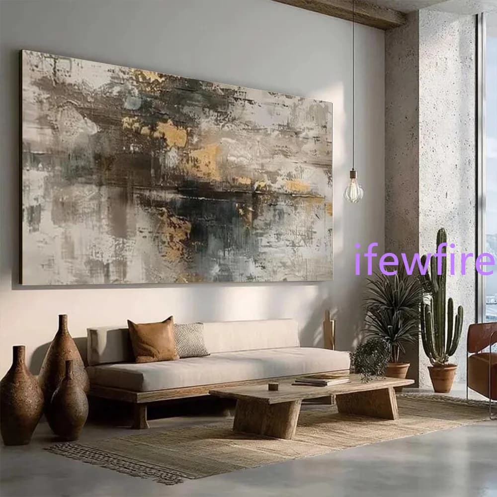 100% Handmade Abstract Oil Painting On Canvas Mural Retro Black Gold Texture Wall Art Picture For Living Room Decor Image Gift