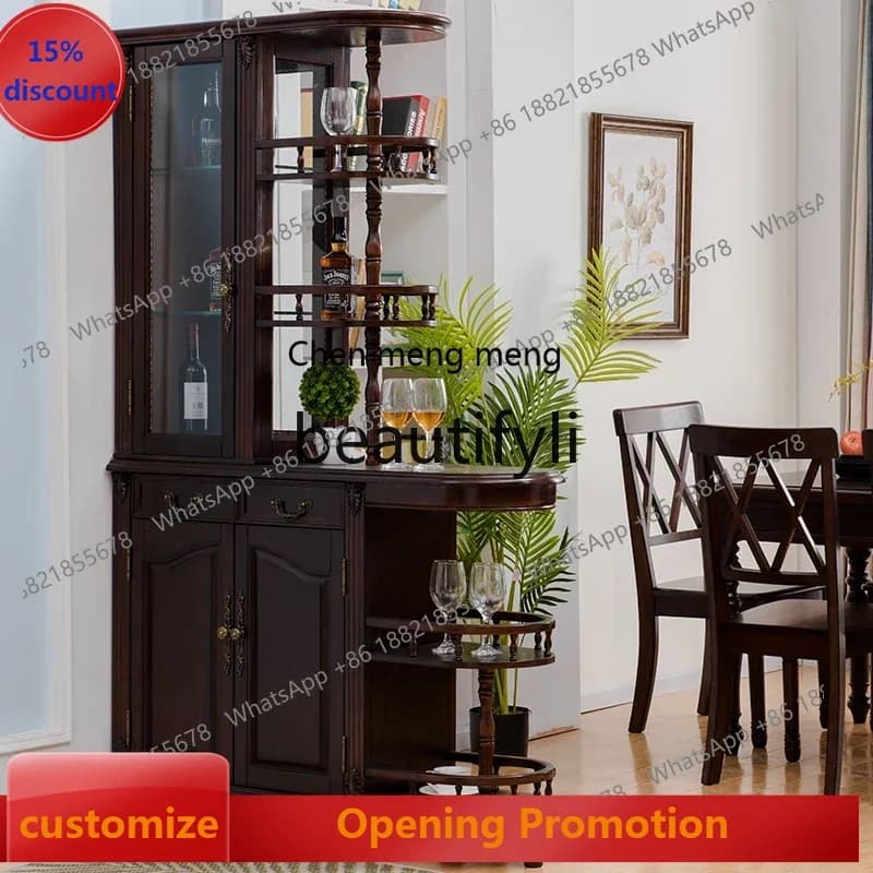 S7486 ss American Style Solid Wood Entrance Double-Opening Shoe Cabinet Small Apartment Retro Living Room Partition Hallway Cabi