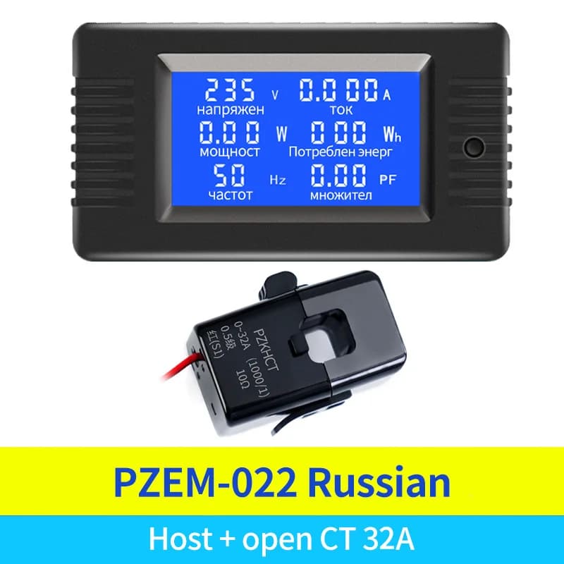 PZEM-022 6 in 1 AC 80V-260V 32A 100A Digital Voltmeter Ammeter Voltage Current Tester Power Energy Frequency Power Factor Meter