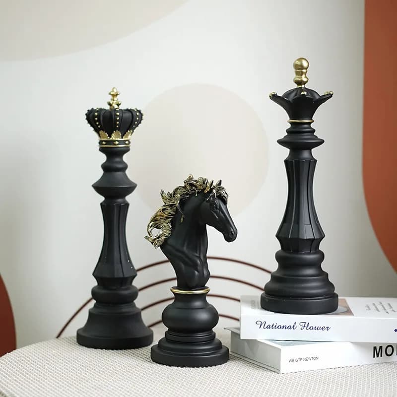 International Chess Resin Decorative Ornaments Home Interior Office Figurines King Queen Knight Statue Collection Objects Crafts