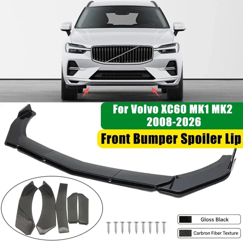 For Volvo XC60 MK1 MK2 2008-2026 5Pcs ABS Car Front Bumper Lip Spoiler Splitter Body Kit Canard Tuning Accessories