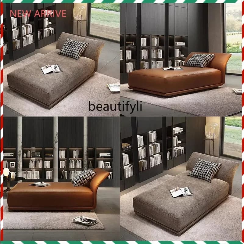 D2520 Italian Minimalist Living Room Chaise Lounge Beauty Backrest Sofa Fabric Single Bed Bedroom Small Apartment Recliner Elect