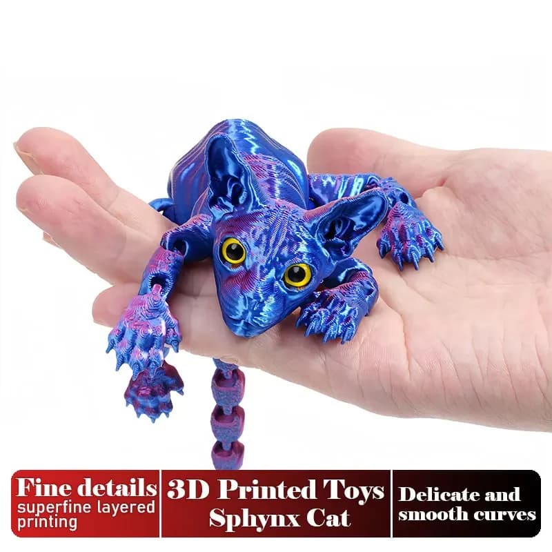 3D Printed Cat Realistic Multi-joint Movable Cats Figures Home Office Desk Decoration Gifts Toy for Children, Boys and Girls