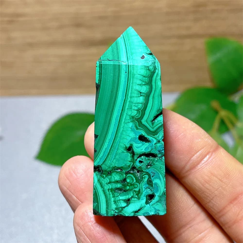 Green Malachite Tower Point Wand Stone Quartz Specimen Crystal Natural Gift Reiki Mineral Decoration Energy Gemstones