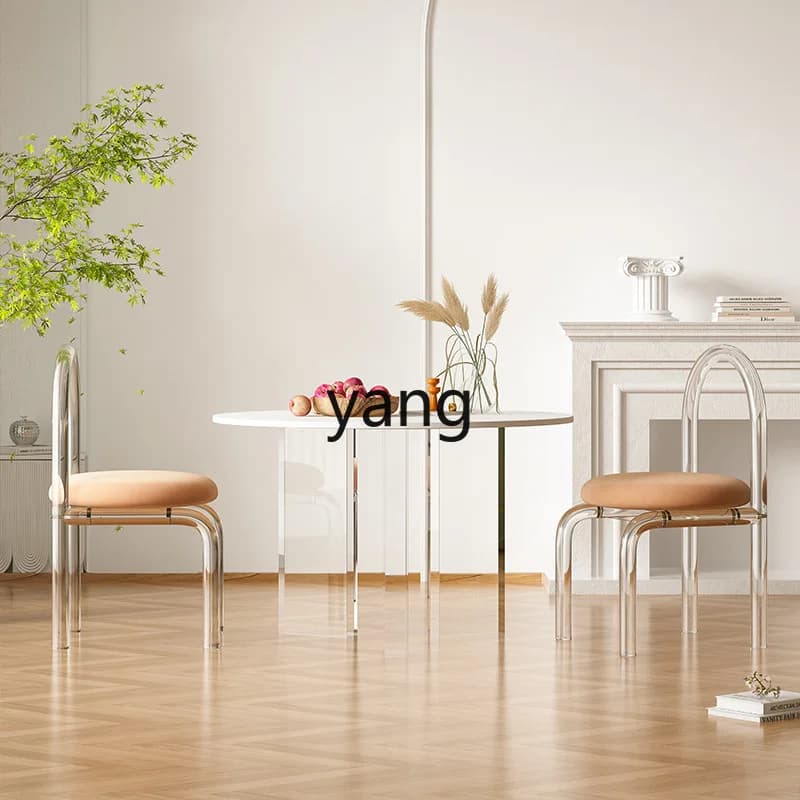 LTT rock slab dining table light luxury round small apartment living room negotiation table milk tea shop