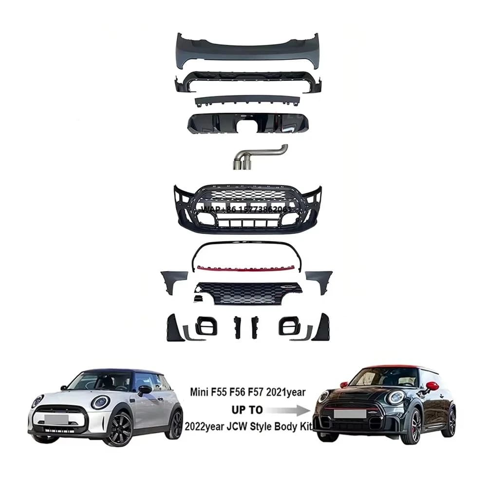 Car Bumper Guard Bodykit for 2021 Mini F55 Cooper Mini F56 Cooper Mini F57 Cooper to 2022 JCW Style Front Bumper Rear Bumper