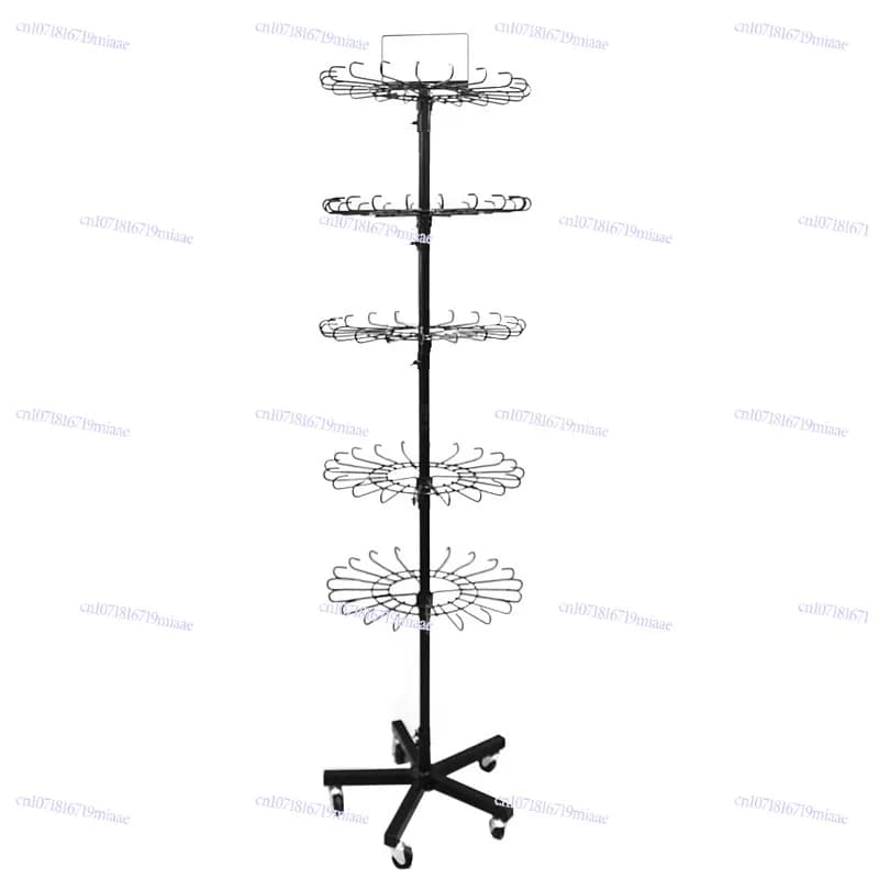 High-grade floor jewelry rack, middle island silk scarves, wrought iron rotating display multi-functional anti-theft shelf