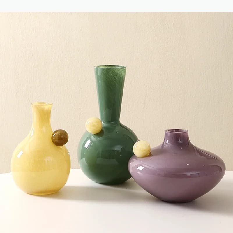 Colored Geometric Sphere Glass Vase Flower Vase Flower Arrangement Accessories Hydroponics Terrarium Home Decoration