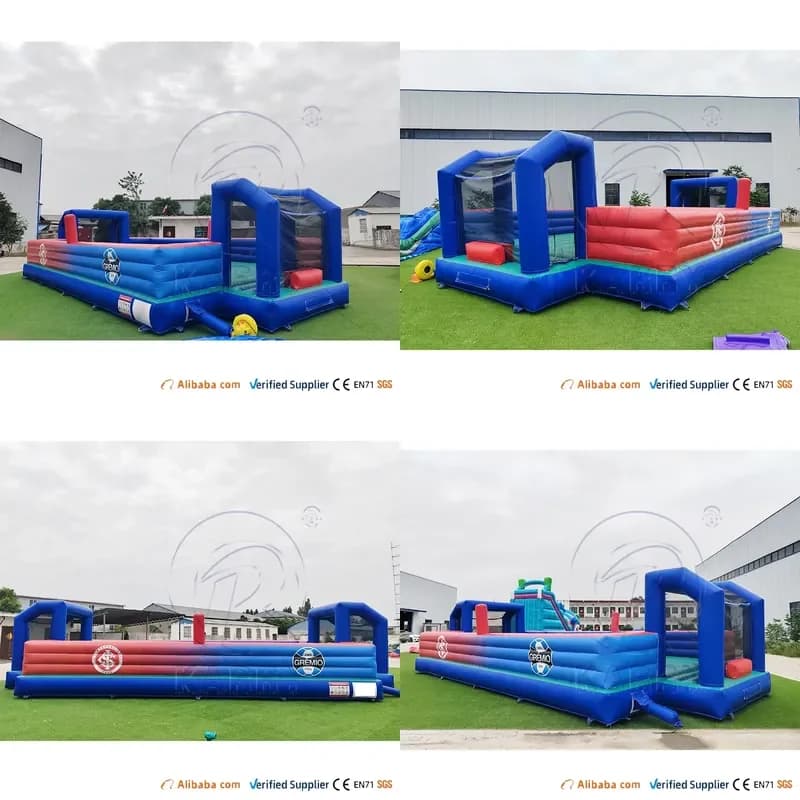 Wholesale Price PVC Tarpaulin Soap Inflatable Football Pitch Interactive Sports Games Inflatable Soccer Field for Kids Adults