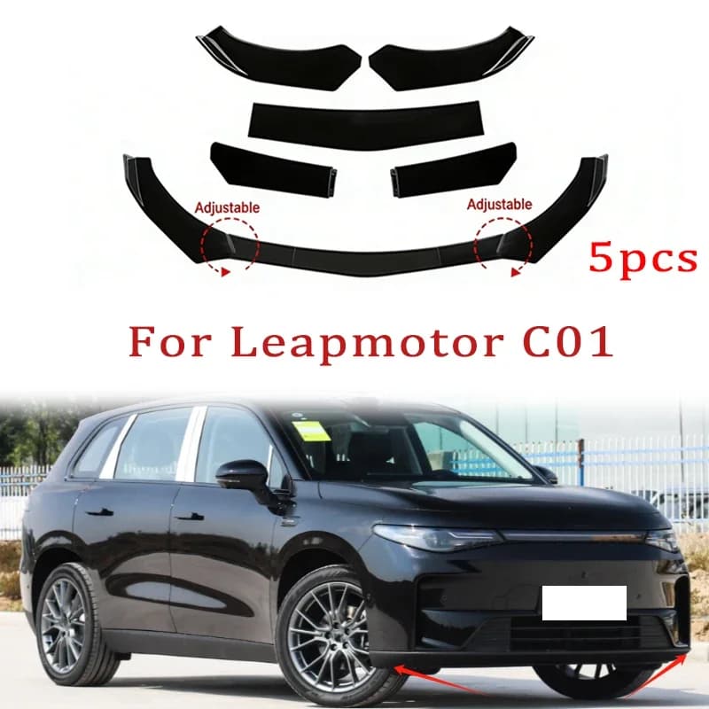 5Pcs ABS Material Universal Car Front Bumper Separator Bumper Lip Body Kit Duck Lip Separator For Leapmotor C01 Car Accessories