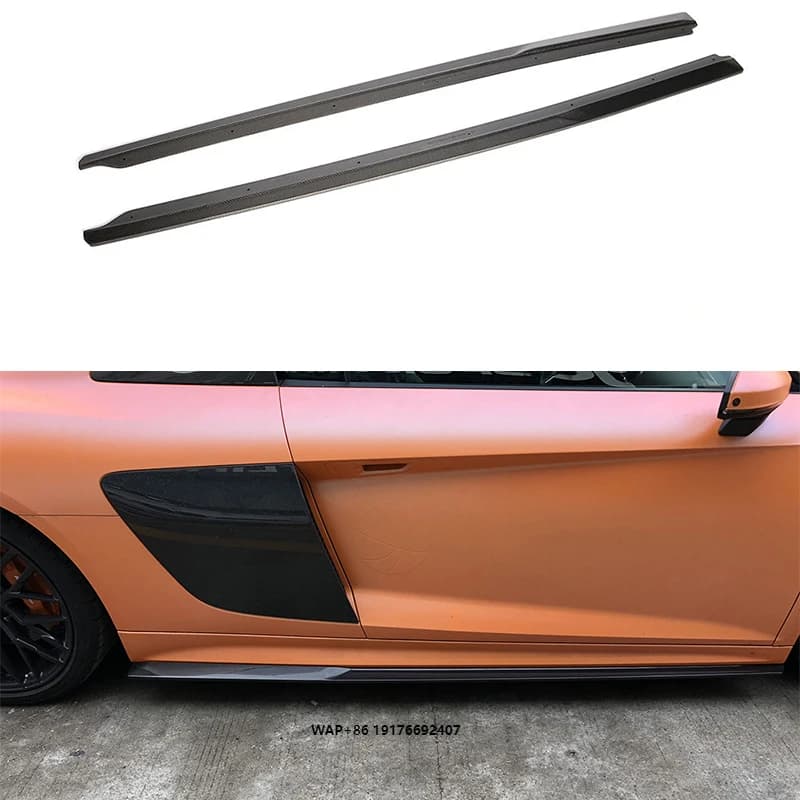 High Quality Carbon Fiber Side Skirts Door Extension Lip forAudi R8 V10 Gen 2 2016 - 2019