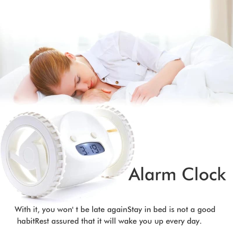 E2 Running Alarm Clock Alarm Clock On Wheels Extra For Heavy Sleeper Robot Clockie Rolling Moving Jumping For Adult Kid Bedroom