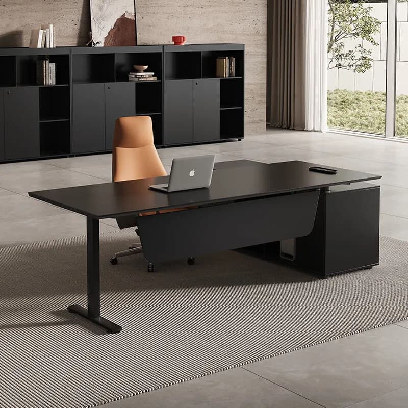 Italian style simple modern wooden modular luxury intelligent adjustable height executive desk and chair set