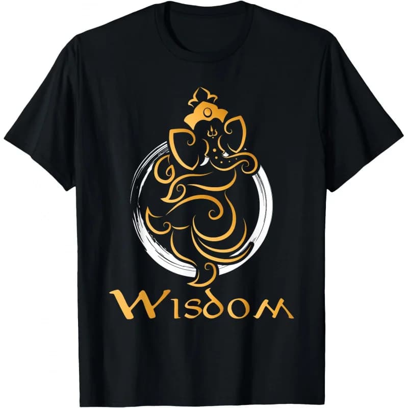0413 Elephant Om Yoga Ganesha Indian God Ganesh Gift T-Shirt Hindu Mythology print Short Sleeve Graphic clothes All size tops
