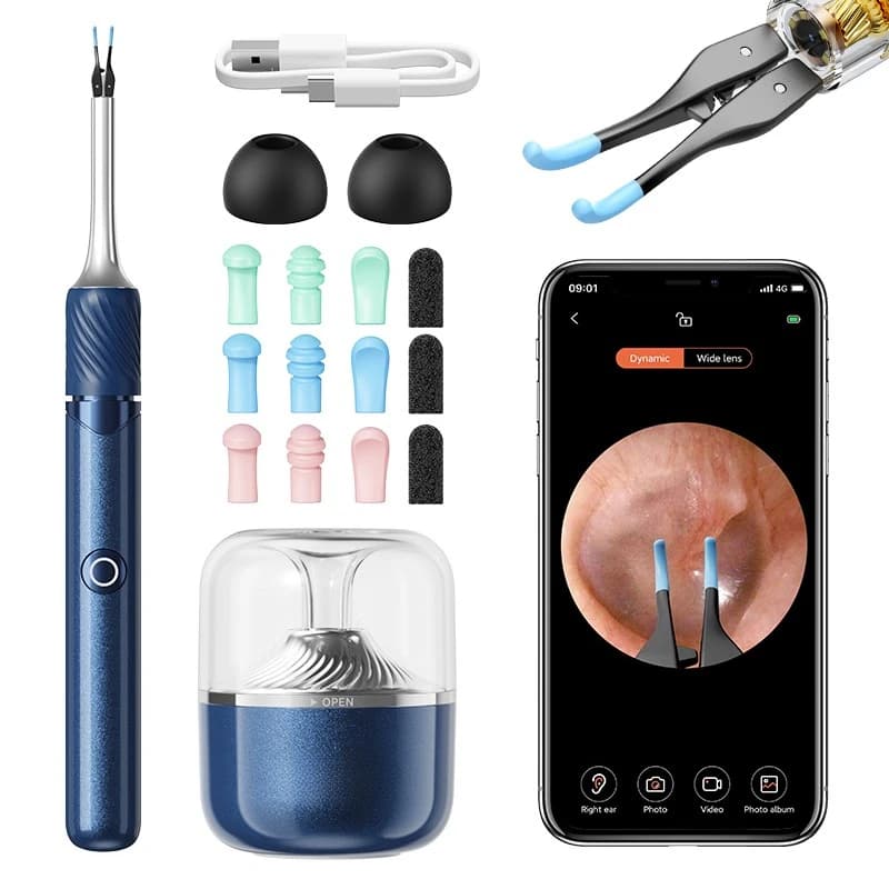 4In1 Ear Tweezers 6LED APP Visual Video Earpick Wifi Wireless Ear Scope Earwax Remover Cleaner Tool With Camera Digital Otoscope