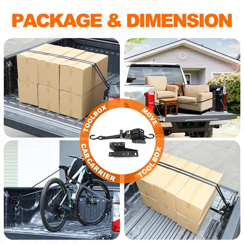 For Ford Ranger T9 22-25 Carbon Steel Pickup Truck Bed Cargo Box Hook Rope Fixed Buckle Cargo Box Securing Strap Car Accessories