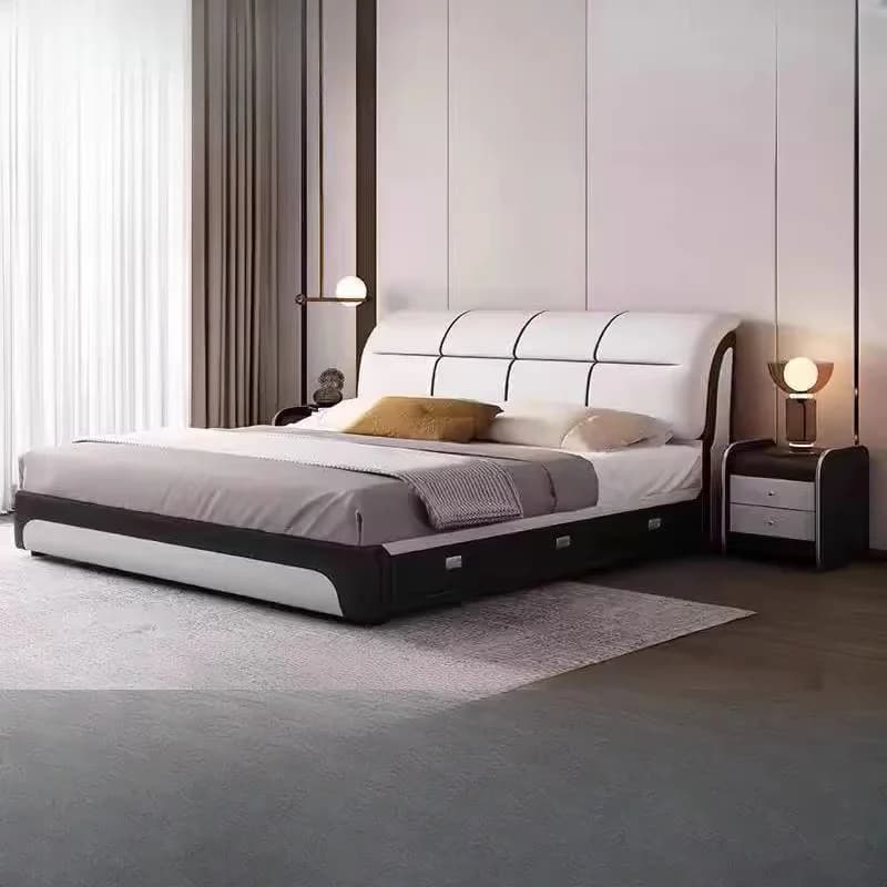 Modern Tall Headboard Bed Frame Storage Elegant Nightstand Twin Bed Frame Bedroom Queen Size Modern Cama De Casal Home Furniture