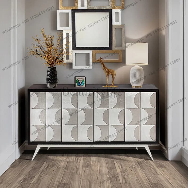 American light luxury solid wood porch cabinet modern villa high-end carved dining side cabinet