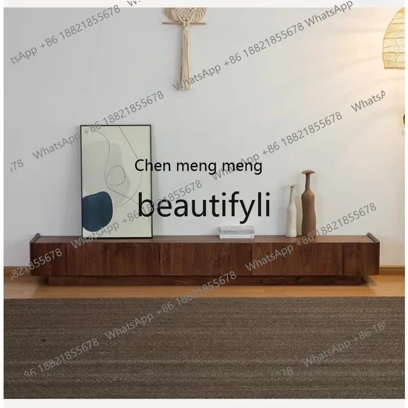 32North American black walnut TV cabinet solid wood locker Nordic living room combination cabinet