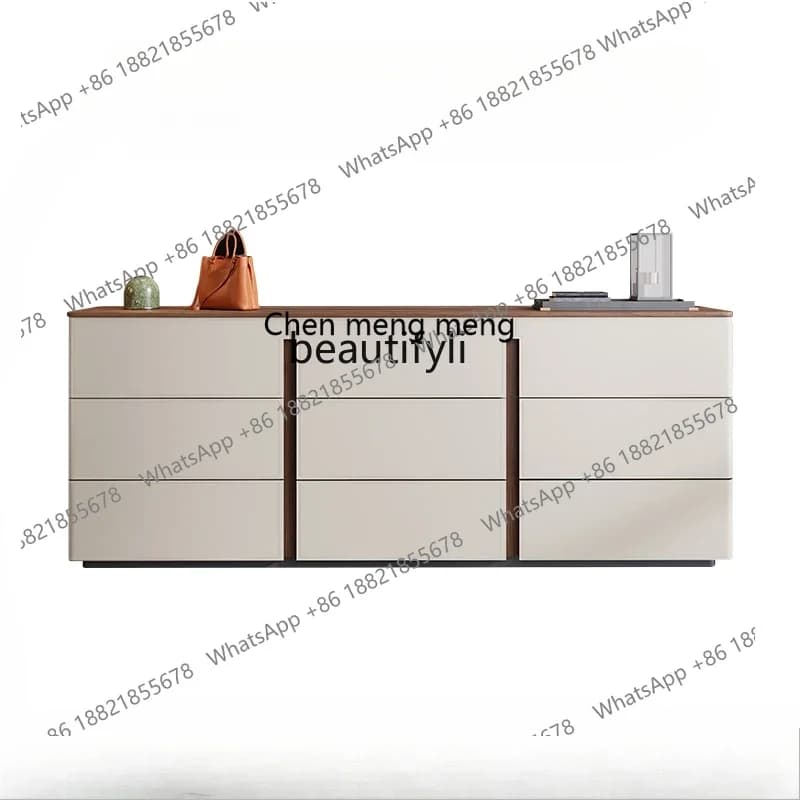 N178 G Saddle leather dining side cabinet Modern storage cabinet Solid wood locker Bedroom high TV cabinet
