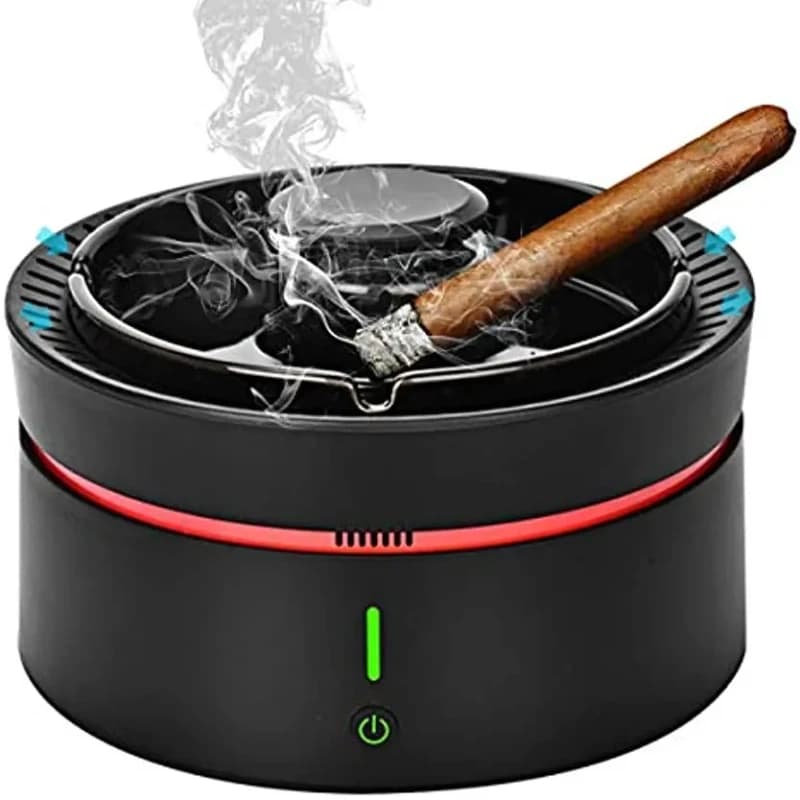 Smart Ashtray Air Purifier 2-in-1 Car Smokeless Ashtray with Home Office Car Rechargeable Light Emitting Diode Battery Indicator