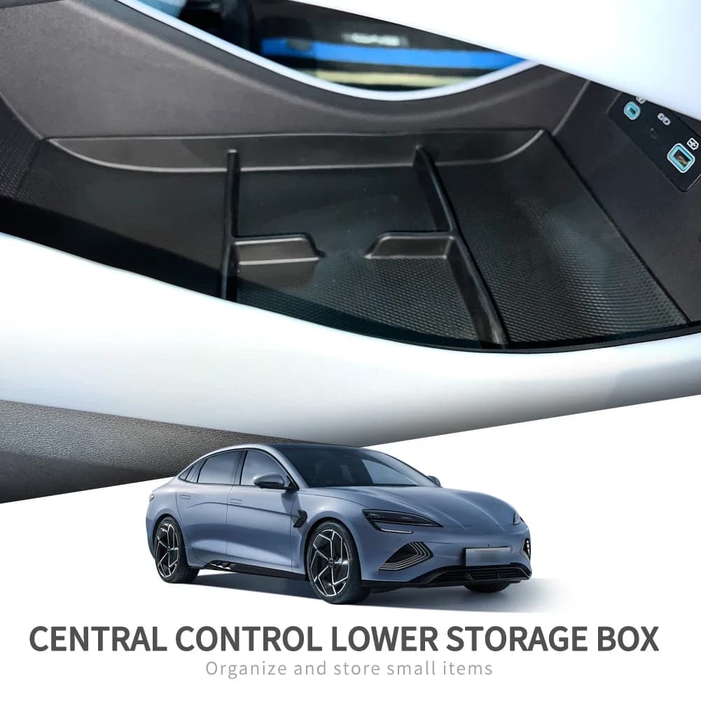 Central Armrest Lower Layer Storage Box TPE Car Center Console Tray Organizer Accessories For BYD Seal EV