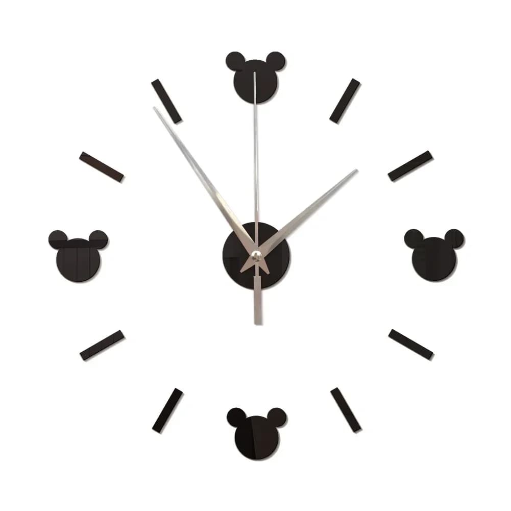 Reloj De Pared Mirror Living Room Wall Clock 3D Mute Cartoon DIY Mickey Acrylic Wall Sticker Clocks Decoration Dining Decor